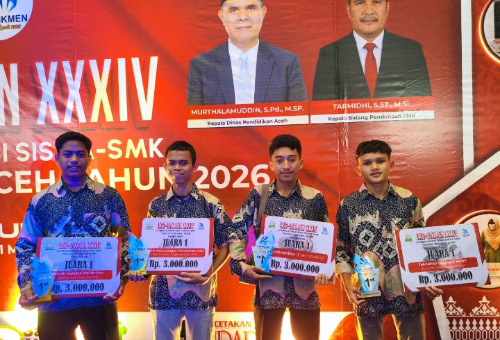 Empat Siswa SMKN 2 Banda Aceh Lolos ke Nasional di Ajang LKS 2026